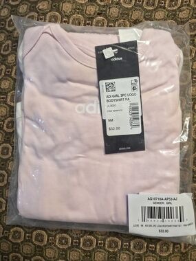 adidas Baby Girls Pink and White Logo Bodysuit 3-Pc Size 9M